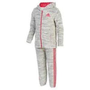 Adidas Youth Gray and Pink Hoodie Set